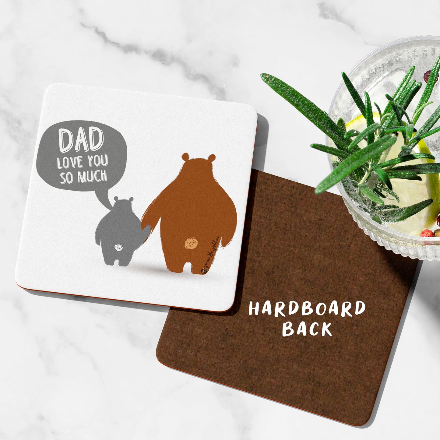Cute "Dad Love You So Much" Drinks Coaster, Father's Day Gift, Daddy Birthday