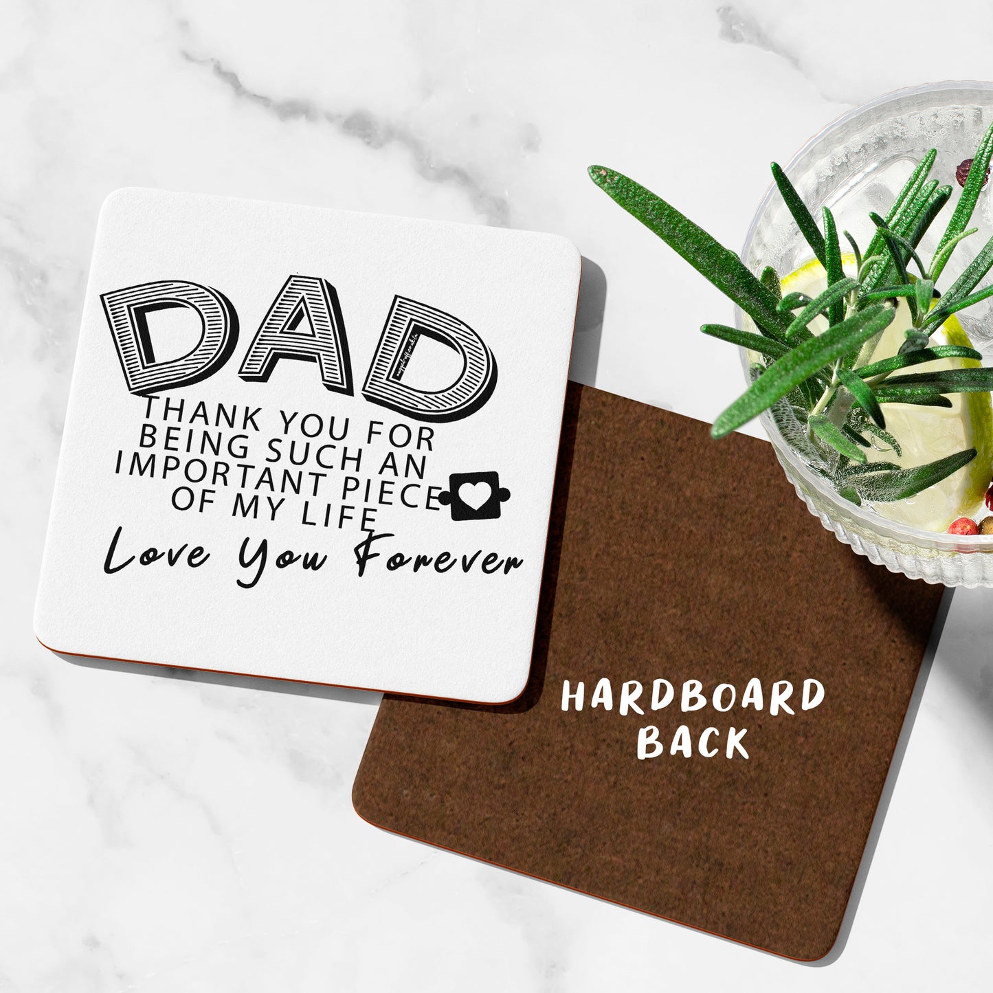 Touching Gift Dad Thanks For Being An Important Piece...Drink Coaster Father's Gift, Birthday Present Special Dad