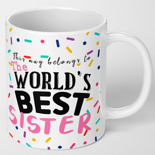 Worlds best sister gift mug for sisters birthday, coffee mug