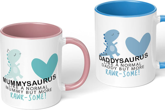 New Mummy Daddy Gifts Ideas Mummysaurus and Daddysaurus mug gift set