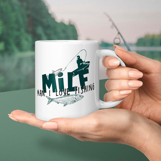 Fishing Birthday Presents for Fishing Mug Hand-Printed Funny Man I Love Fishing Perfect for The Person That Loves Fishing Christmas Xmass