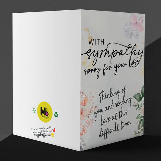 With Sympathy Greeting Card, A5, Blank Inside, Floral Design, Thinking Of You