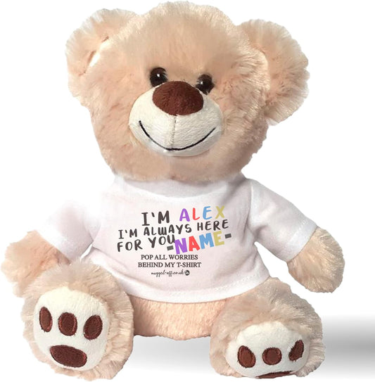Worry Teddy Bear - Anxiety relieving cuddly Alex Bear for kids suffering with anxiety autism traits sleep worry
