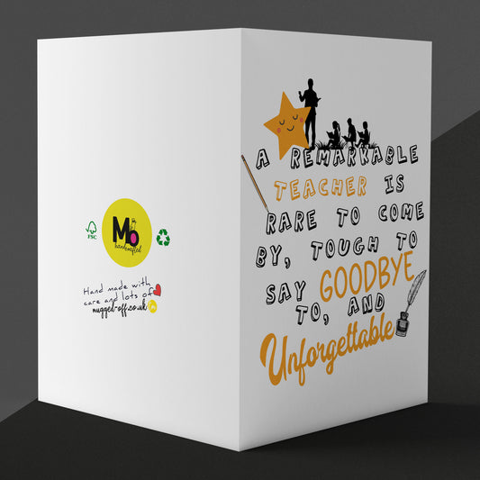 Card for a remarkable teacher, end of term gift