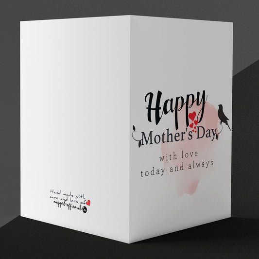 Happy Mother's Day With Love Today And Always Message Greeting Card, For Mum Blank Inside