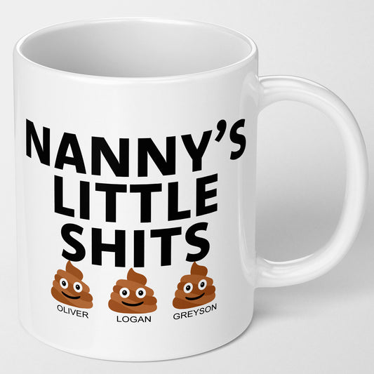 Funny gift for a nanny, personalised little shits cheap funny coffee mug