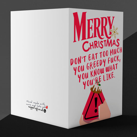 Merry Christmas greedy, funny rude card gift for secret Santa or cheap gift