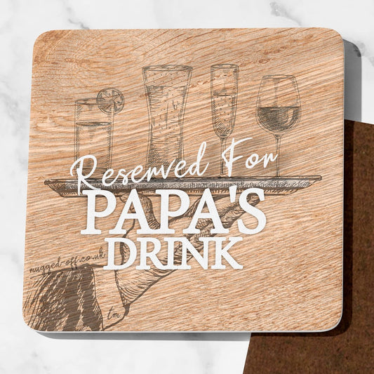 Papa Birthday Gifts Wooden Effect Reserved For Papa's Drink Coaster Ideal Papa Fathers Day Or Papa Papa Birthday Presents