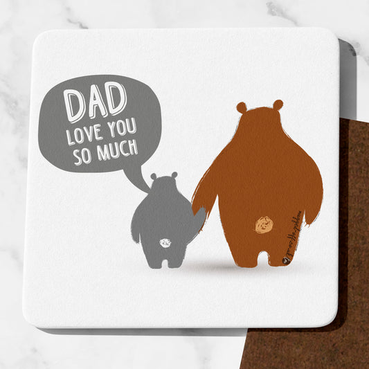 Cute "Dad Love You So Much" Drinks Coaster, Father's Day Gift, Daddy Birthday