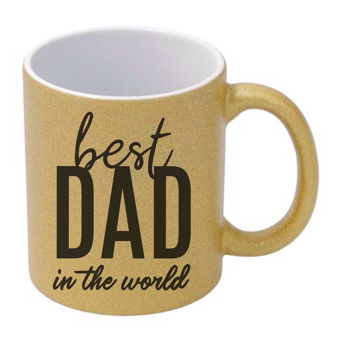 Best Dad Mug, Gold Glitter, "Best Dad in the World" Father's Day Dad Birthday Gifts