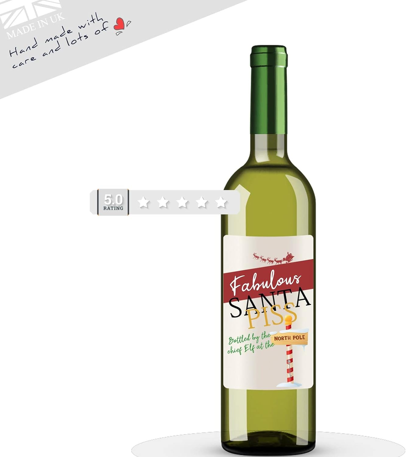 Cheap Secret Santa gift under 5 - 3x Santa P!ss Wine Bottle Labels Funny Joke Christmas Gifts