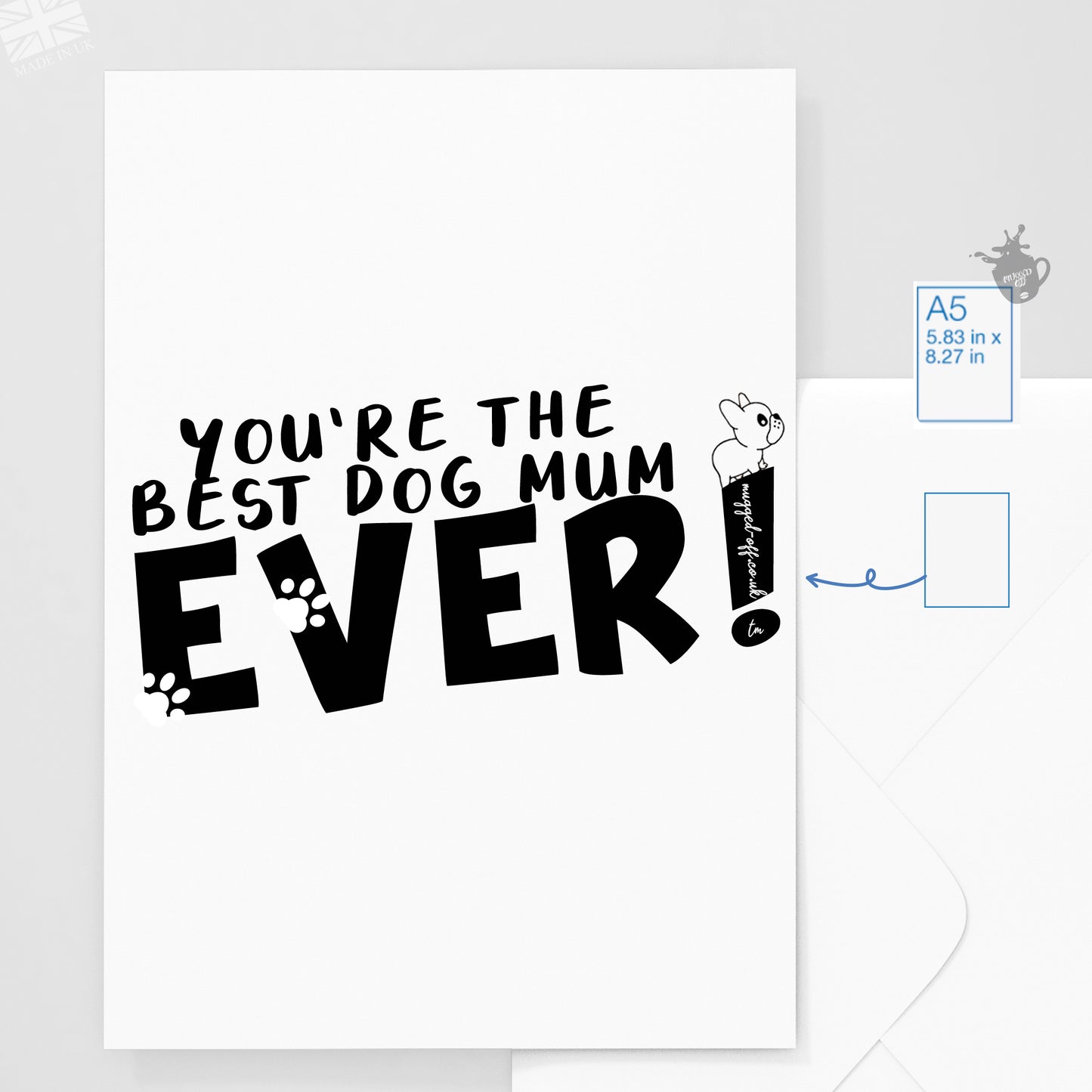 Best Dog Mum Ever Greeting Card, Birthday, Mother's Day, Blank Inside
