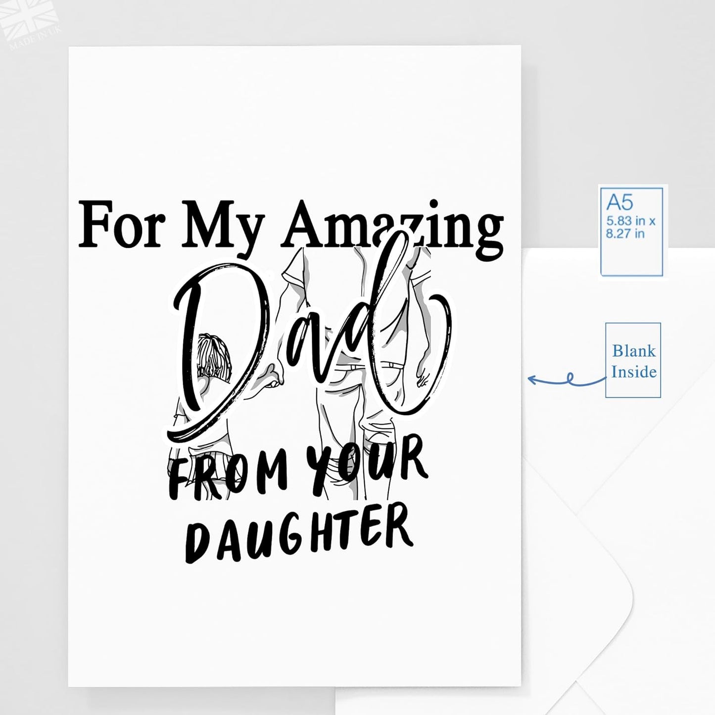 For my amazing dad from your daughter card Father's Day Birthday Christmas card any occasion A6 greetings card