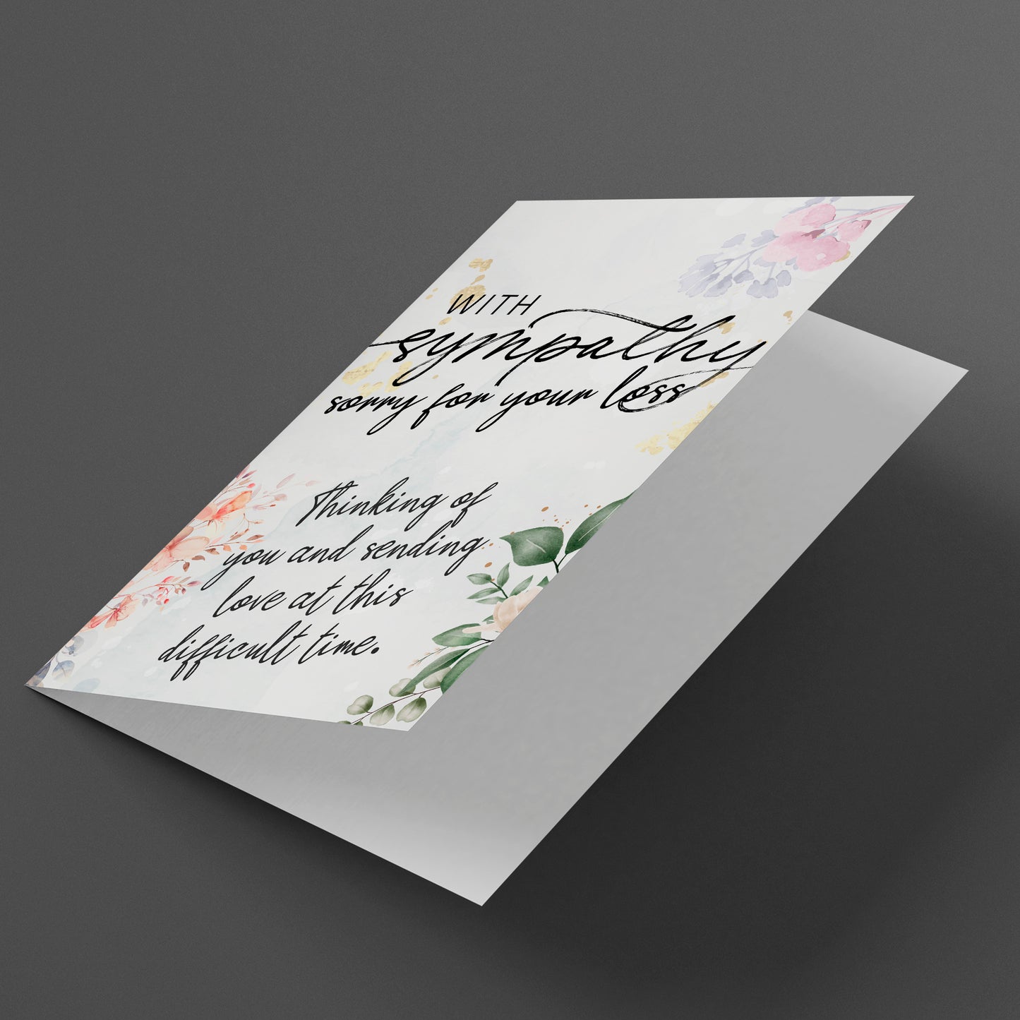 With Sympathy Greeting Card, A5, Blank Inside, Floral Design, Thinking Of You