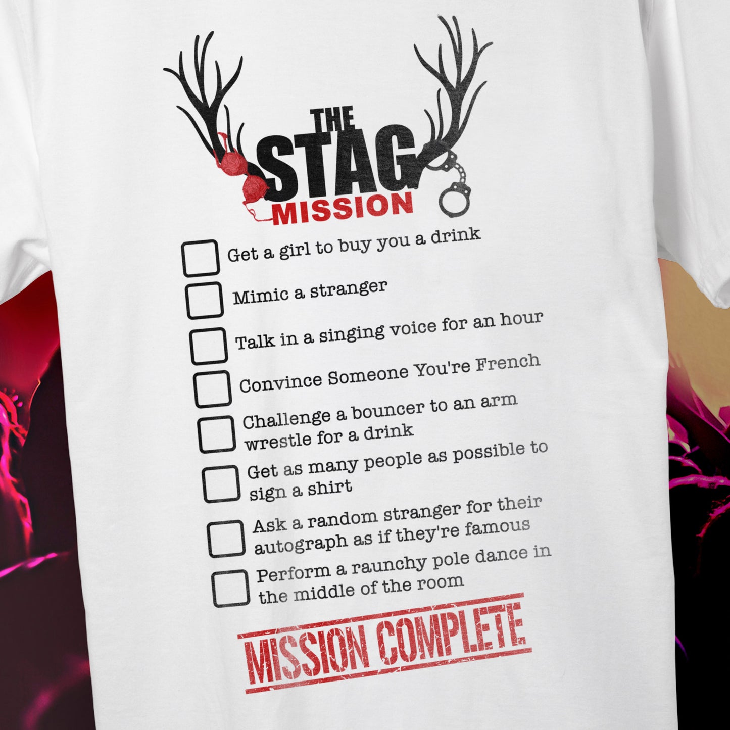 Stag Do T-Shirt Checklist Stag Party T-Shirt Bachelor Party