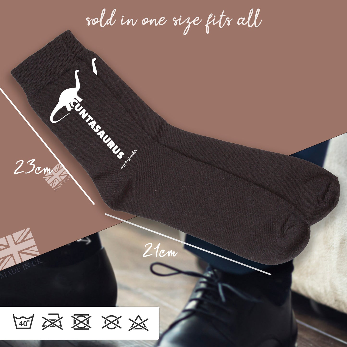 Rude Funny Cuntasaurus Dinosaur Novelty Socks, Black, Secret Santa, Birthday Gift