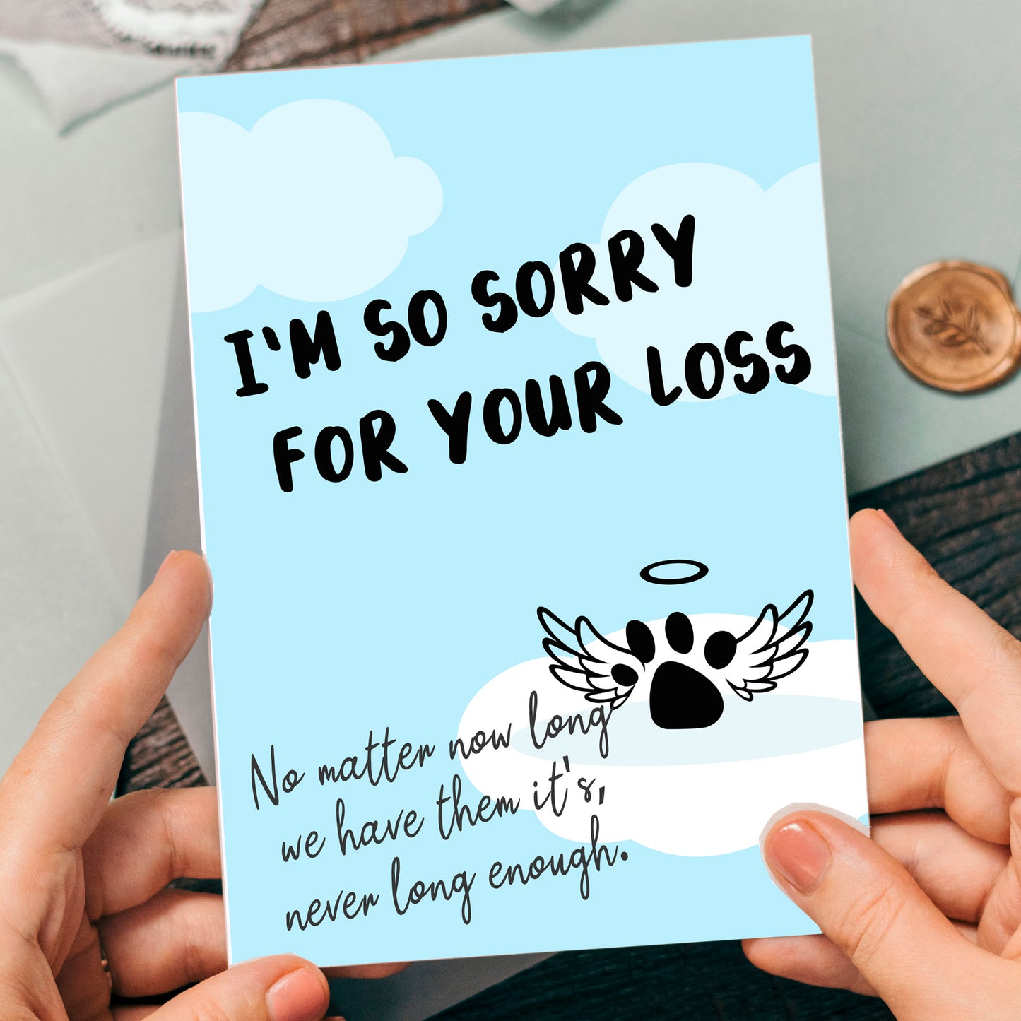 Dog Bereavement Card, Pet Loss Sympathy Card, 'I'm So Sorry For Your Loss' Card