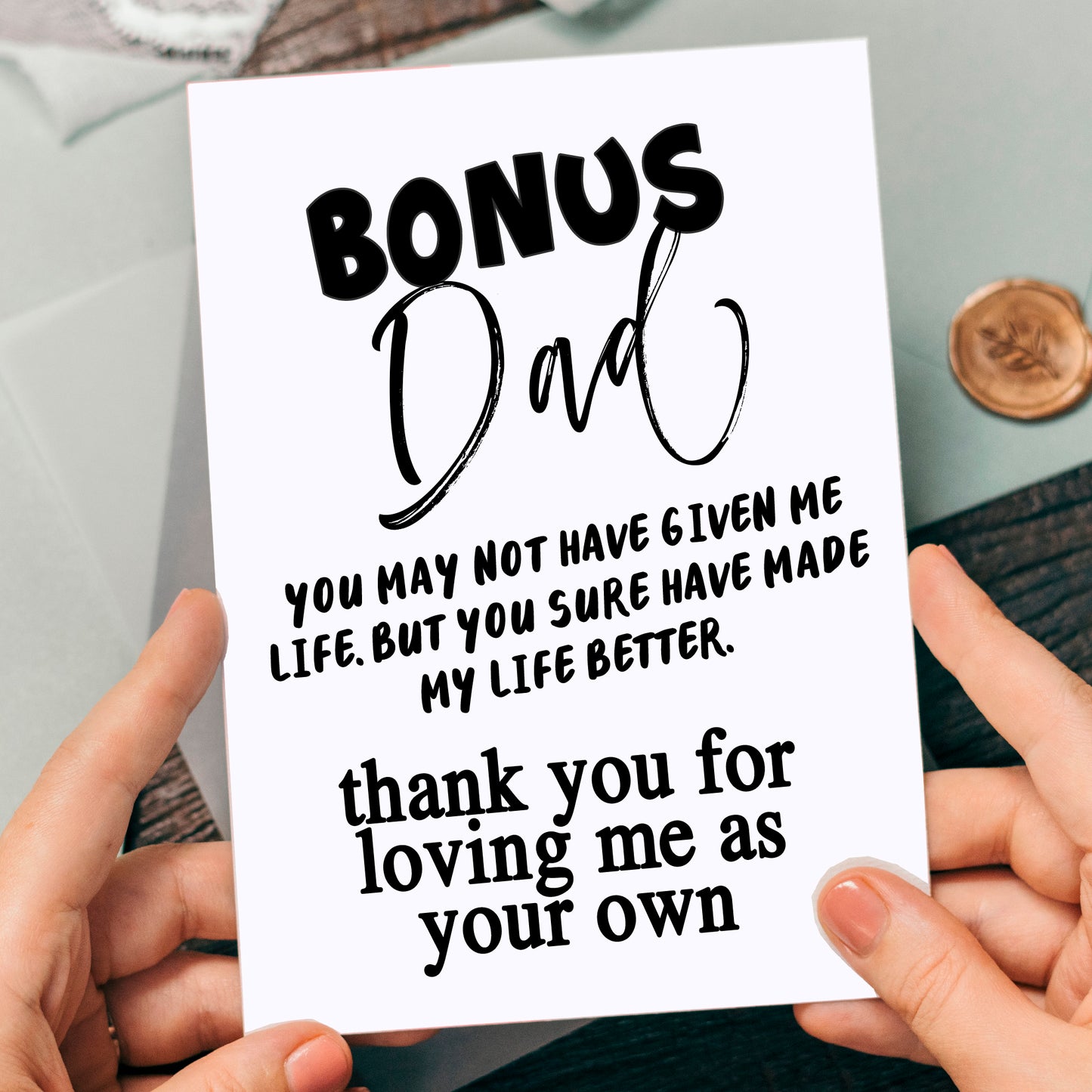 Step Dad Stepdad Bonus Dad Greeting Card, Thank You For Being My Dad, Birthday Card for Dad, Father's Day Card