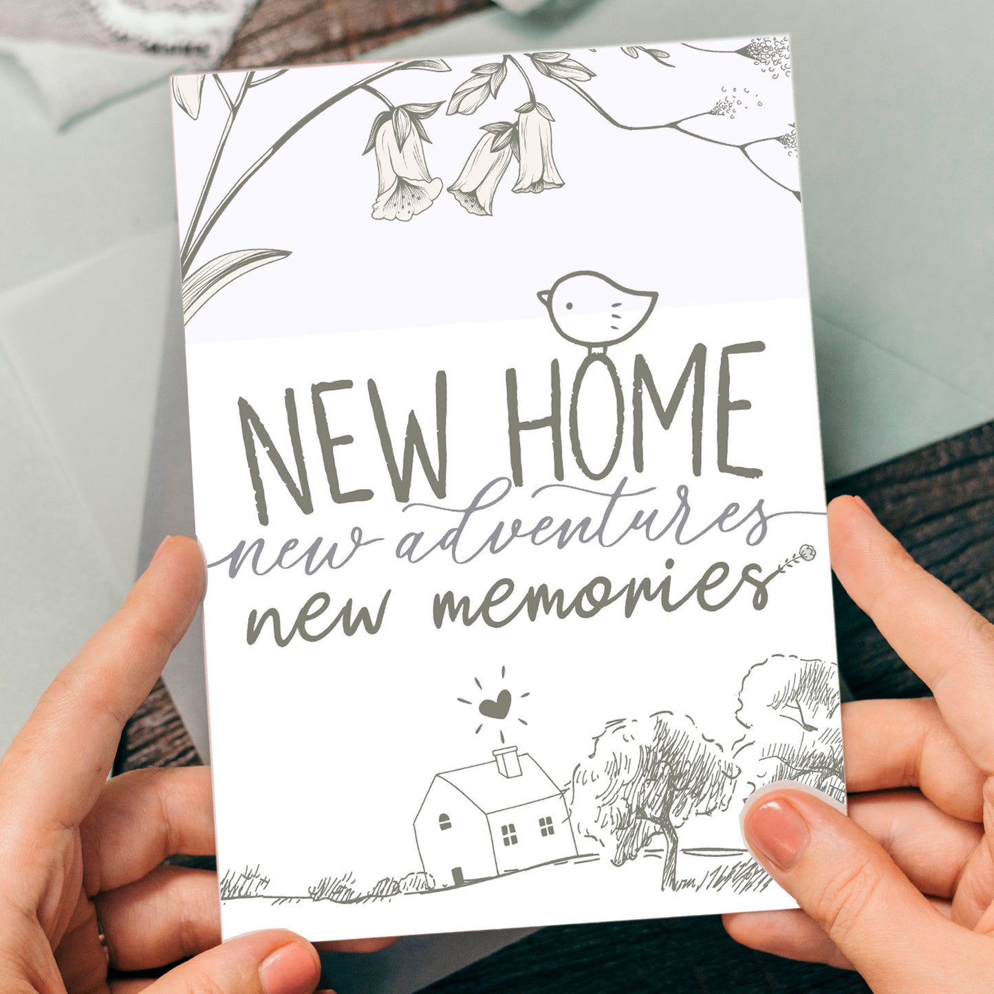 New House Cards - New home card blank with envelope, keepsake congratulations welcome to your new home card for friends or family A5 Size