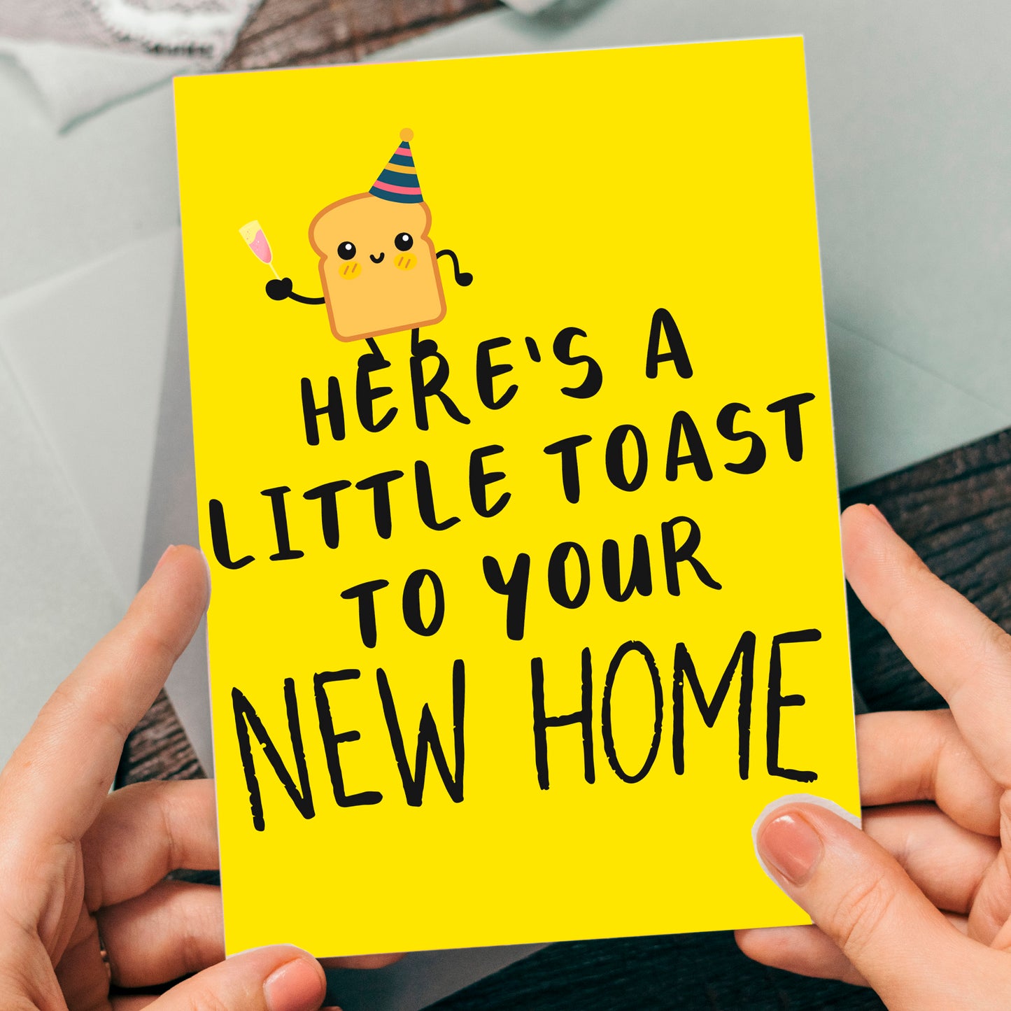 New Home Card, Here's a Little Toast to Your New Home, A5 Size, Blank Inside