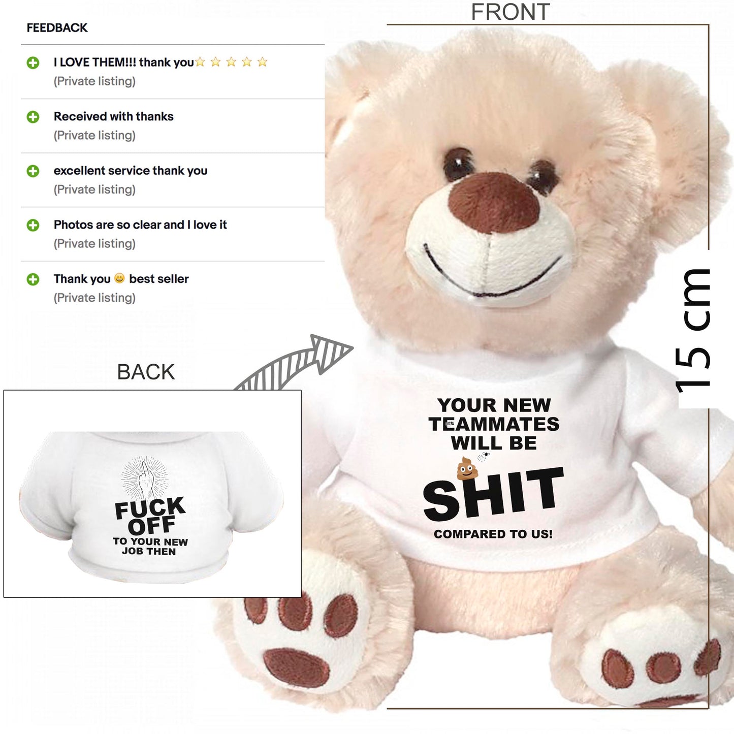 funny leaving gift teddy, new teammates funny leaving work gift
