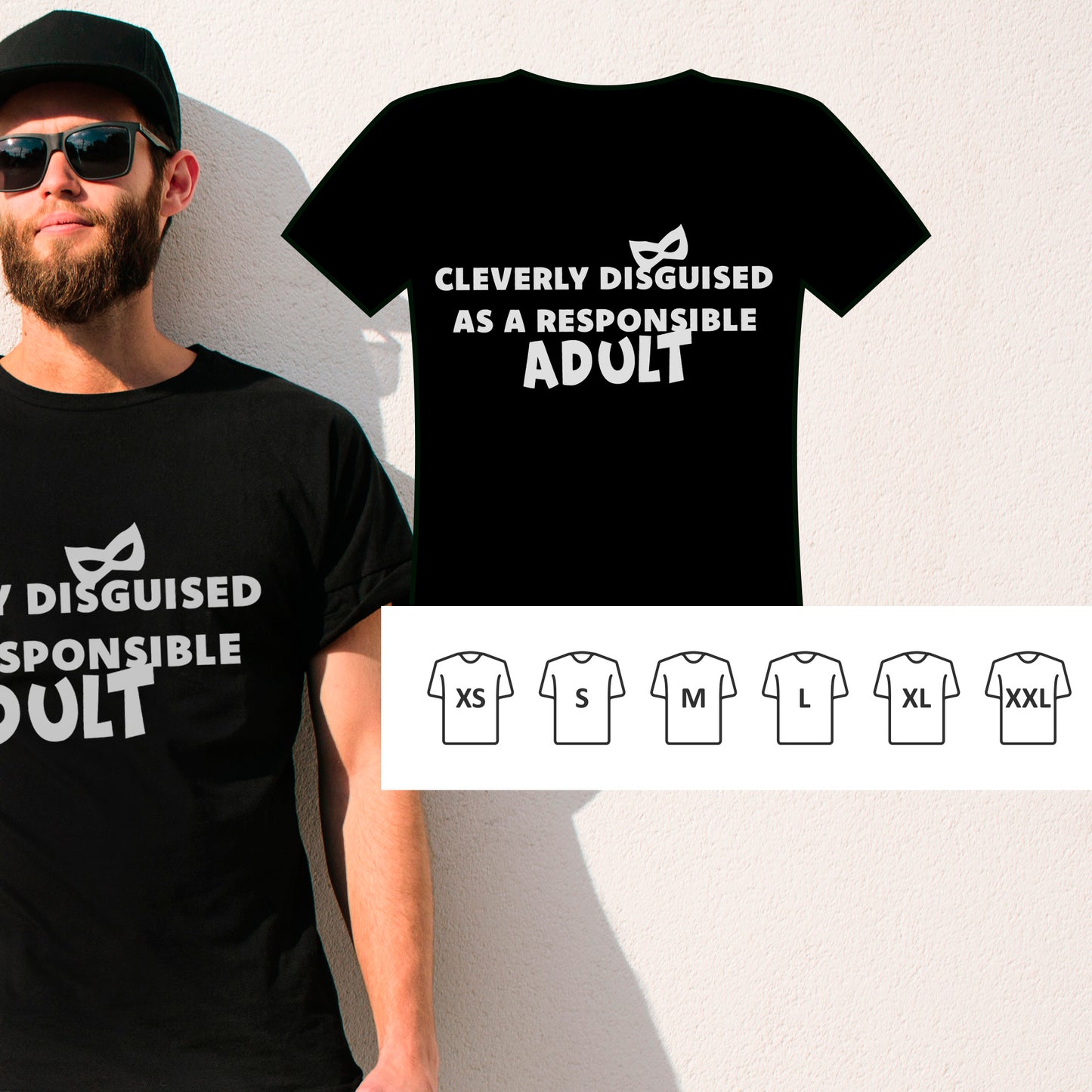 Funny Black T-Shirt Cleverly Disguised As A Responsible Adult Gift For Him Her Birthday 18th