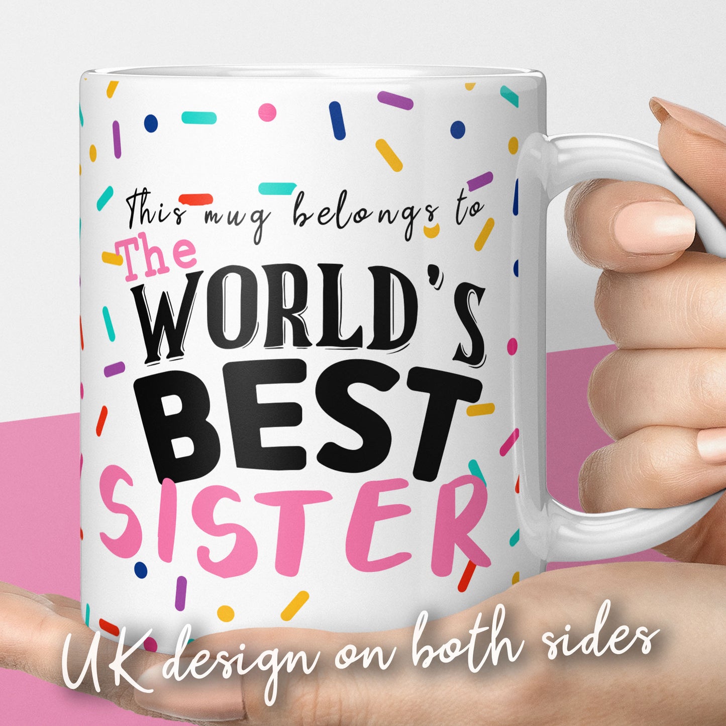 Worlds best sister gift mug for sisters birthday, coffee mug