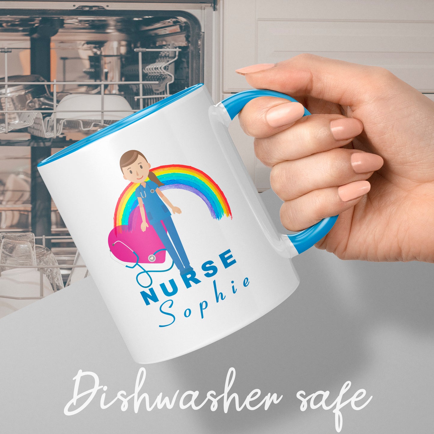 Nurse Birthday Gift Nurse Gift Present - Personalised Gift Nurse Mug Cup Blue Dress Hospital Medical Student