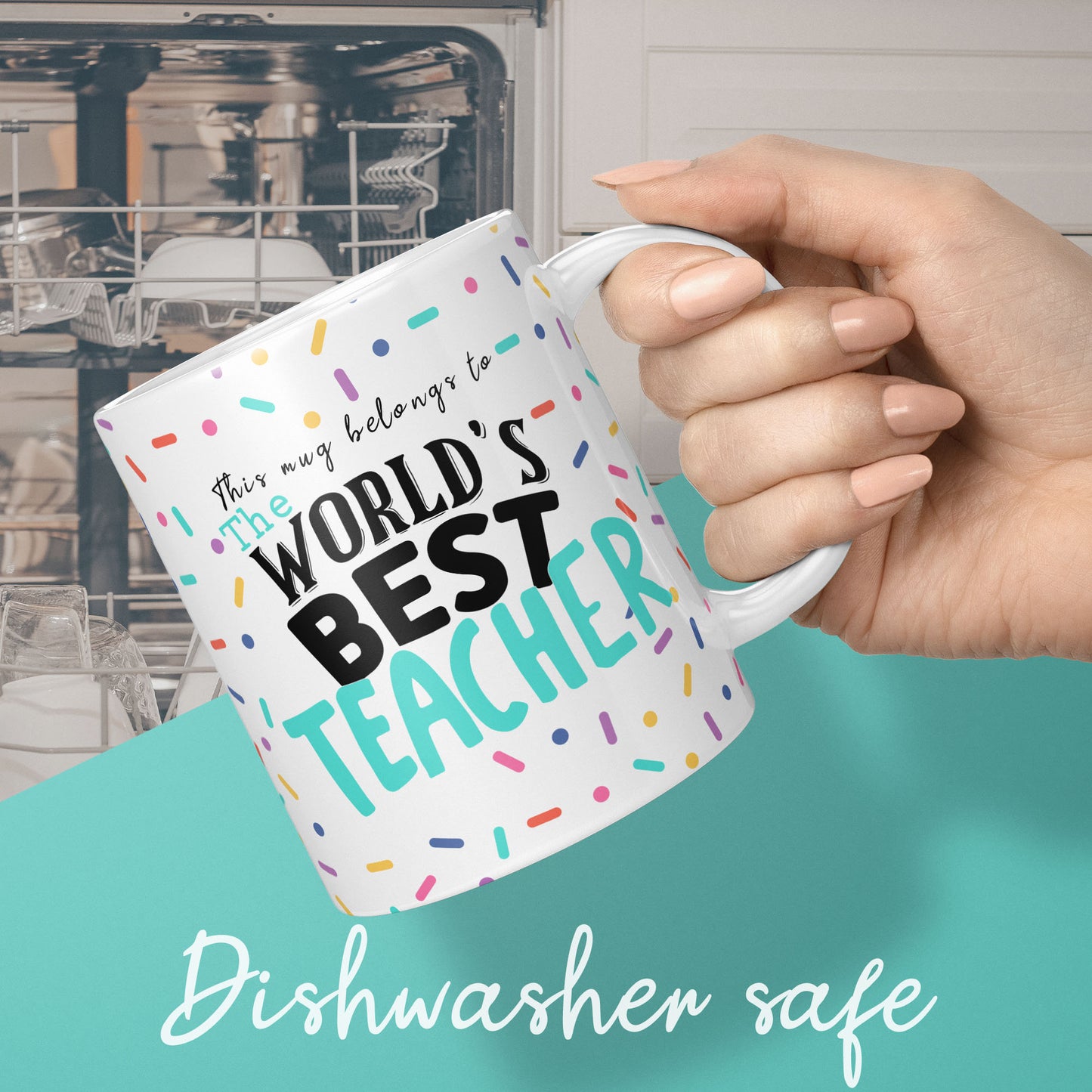 Worlds best teacher mug for end of term gift or graduation for a teacher
