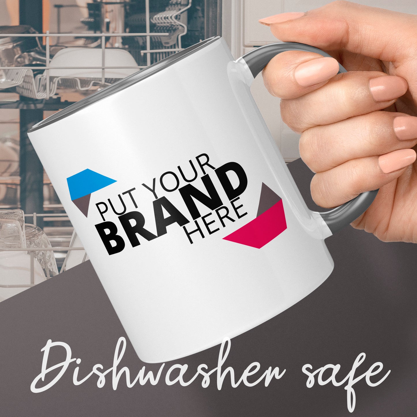 Branded Mugs (GREY) - Fully Inclusive Pricing Full Colour Both Sides & Free Delivery