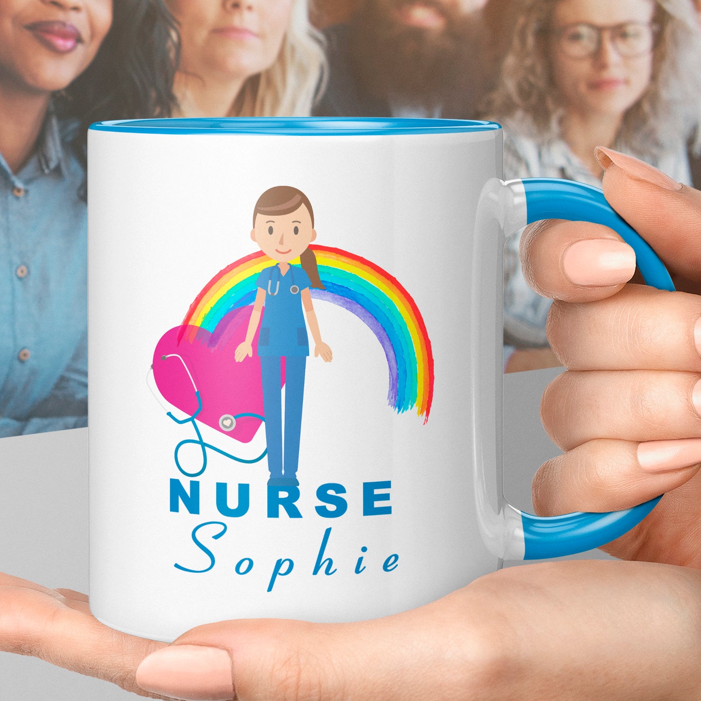 Nurse Birthday Gift Nurse Gift Present - Personalised Gift Nurse Mug Cup Blue Dress Hospital Medical Student