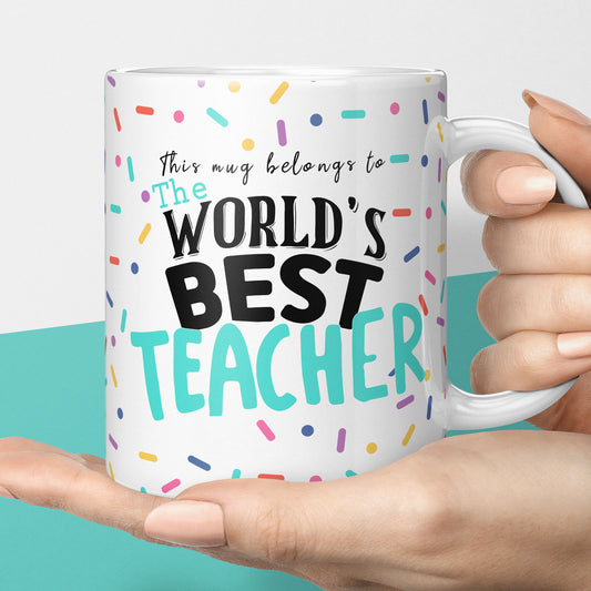 Worlds best teacher mug for end of term gift or graduation for a teacher