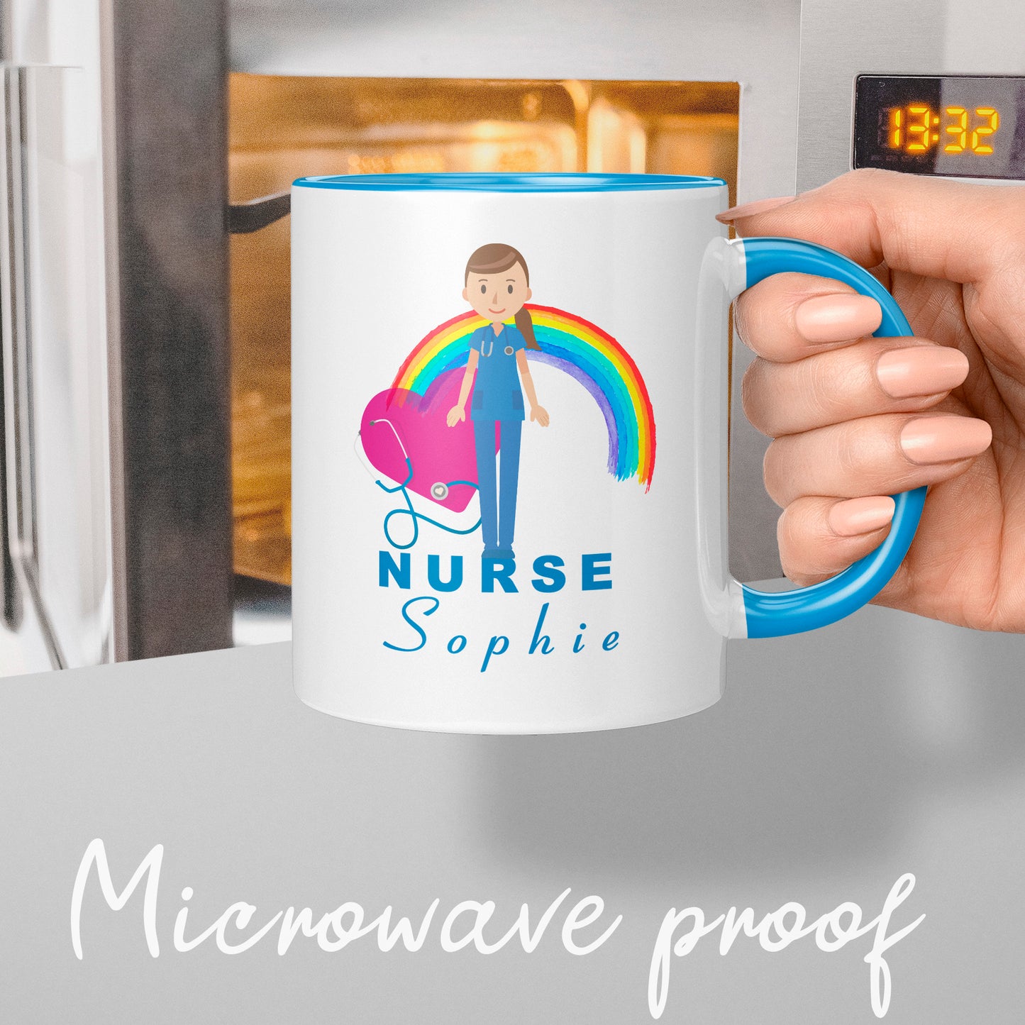 Nurse Birthday Gift Nurse Gift Present - Personalised Gift Nurse Mug Cup Blue Dress Hospital Medical Student