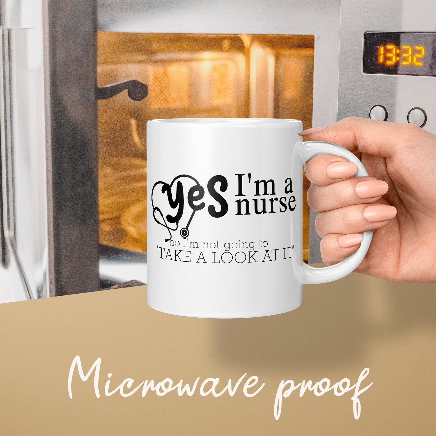 Humorous Work Nurse Mug, Colleague Gift, White, 'Yes I'm a Nurse, No I'm Not Going to Take a Look at It' Funny Gift Hospital Health Worker