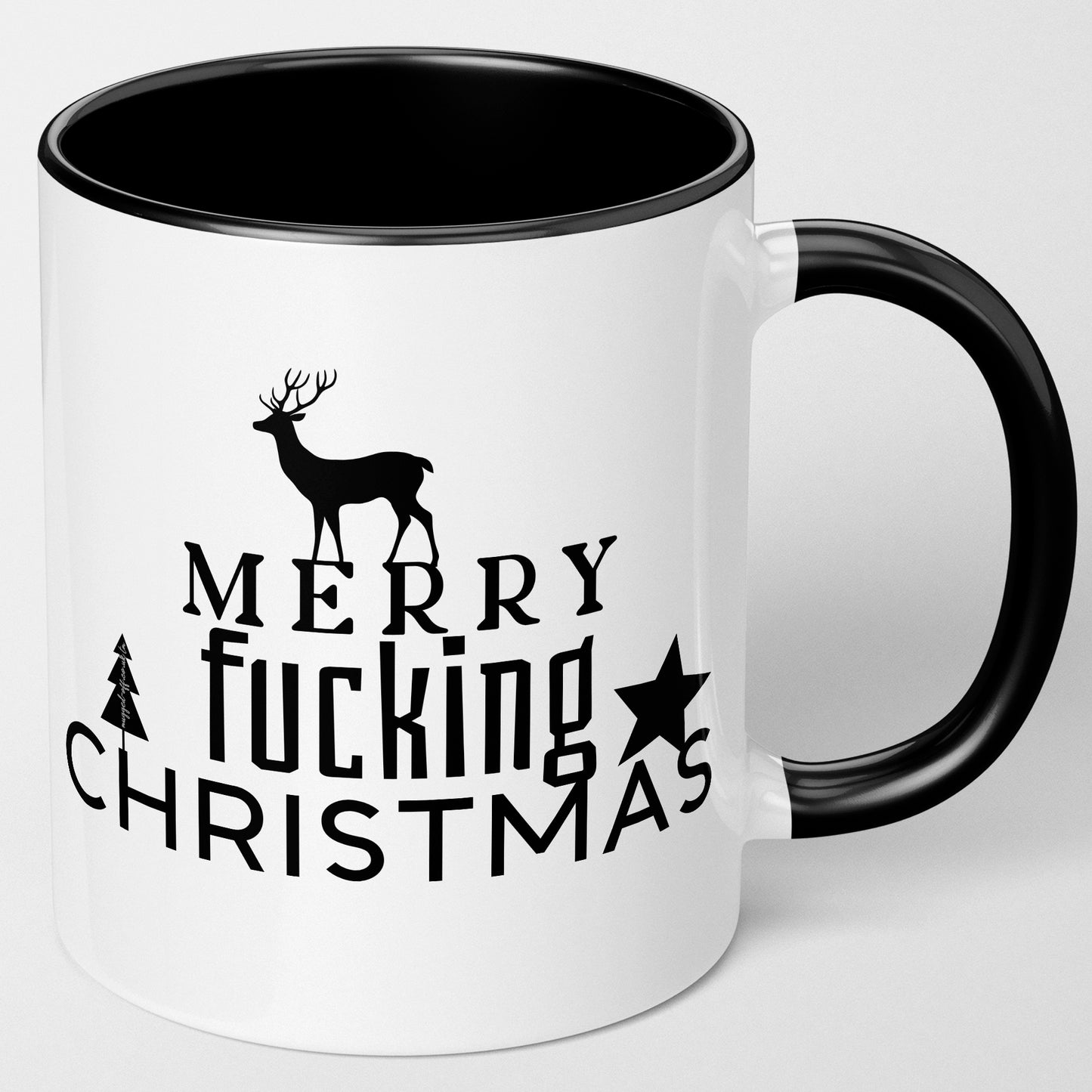Dishwasher Safe Rude Merry Xmas Mug, 11 oz, Black and White, Colleague Work Gift Secret Santa