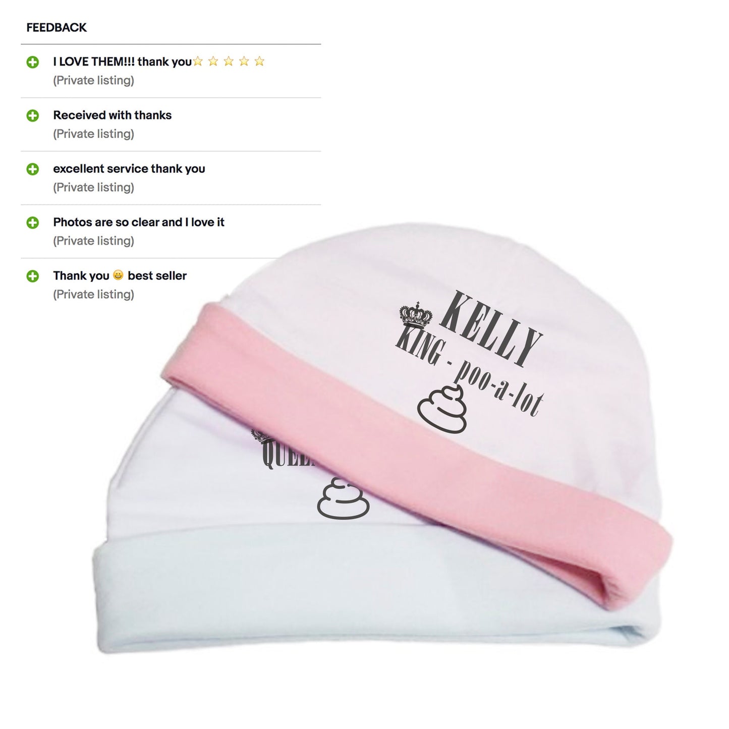 Personalised baby hat - Funny King / Queen poo-a-lot baby girl boy newborn hat beanie