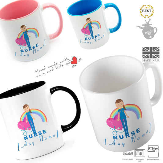 Personalised Nurse Gift Present Personalised Gift Nurse Mug Cup Blue Dress Hospital Medical Student