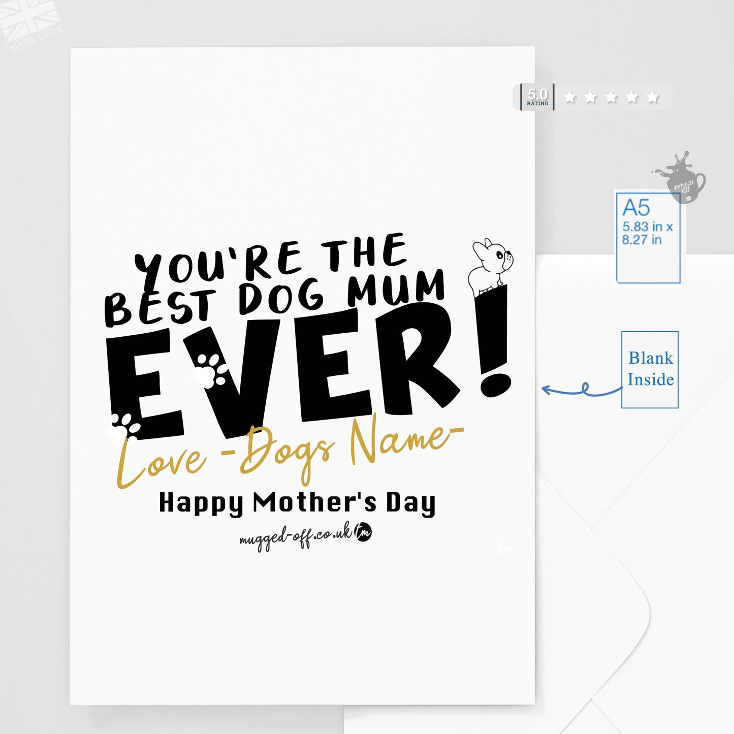 Dog Mum card - Mothers Day Dog Mum Card Mum Mummy Mam Mother Mom PERSONALISED with dogs name