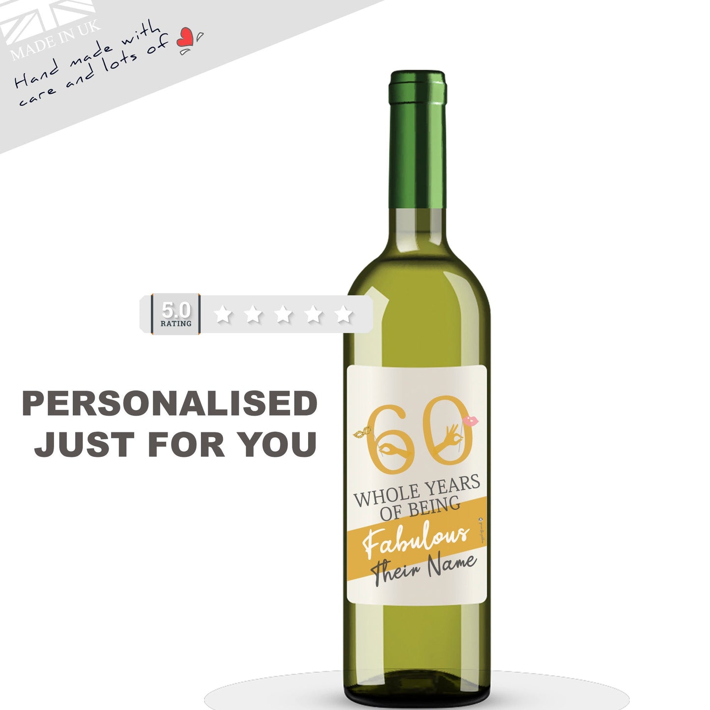 60th Birthday Wine Bottle Labels personalised - wine bottle labels for birthday