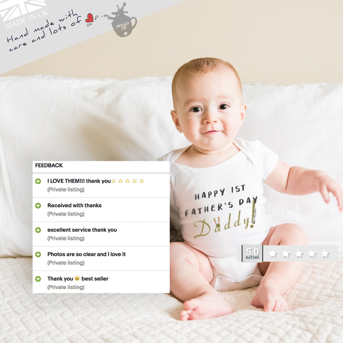 1st Fathers Day, First Father's Day Gifts Presents for New Dads Baby Grow - 0-3 / 3-6 New Daddy
