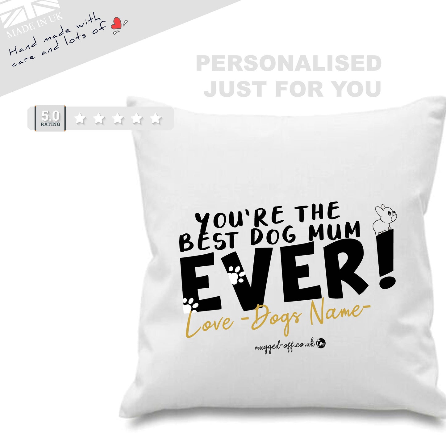 Dog Mum Cushion Cover - cushion cover personalised from Dog name gift Birthday Gift Christmas