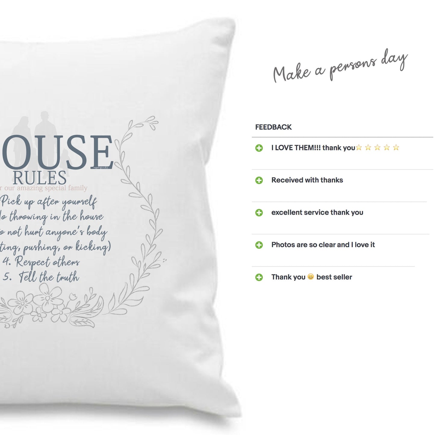 Personalised House Rules Cushion Cover Throw Pillow Cover Cushion Cover for Sofa Bed Home Decor
