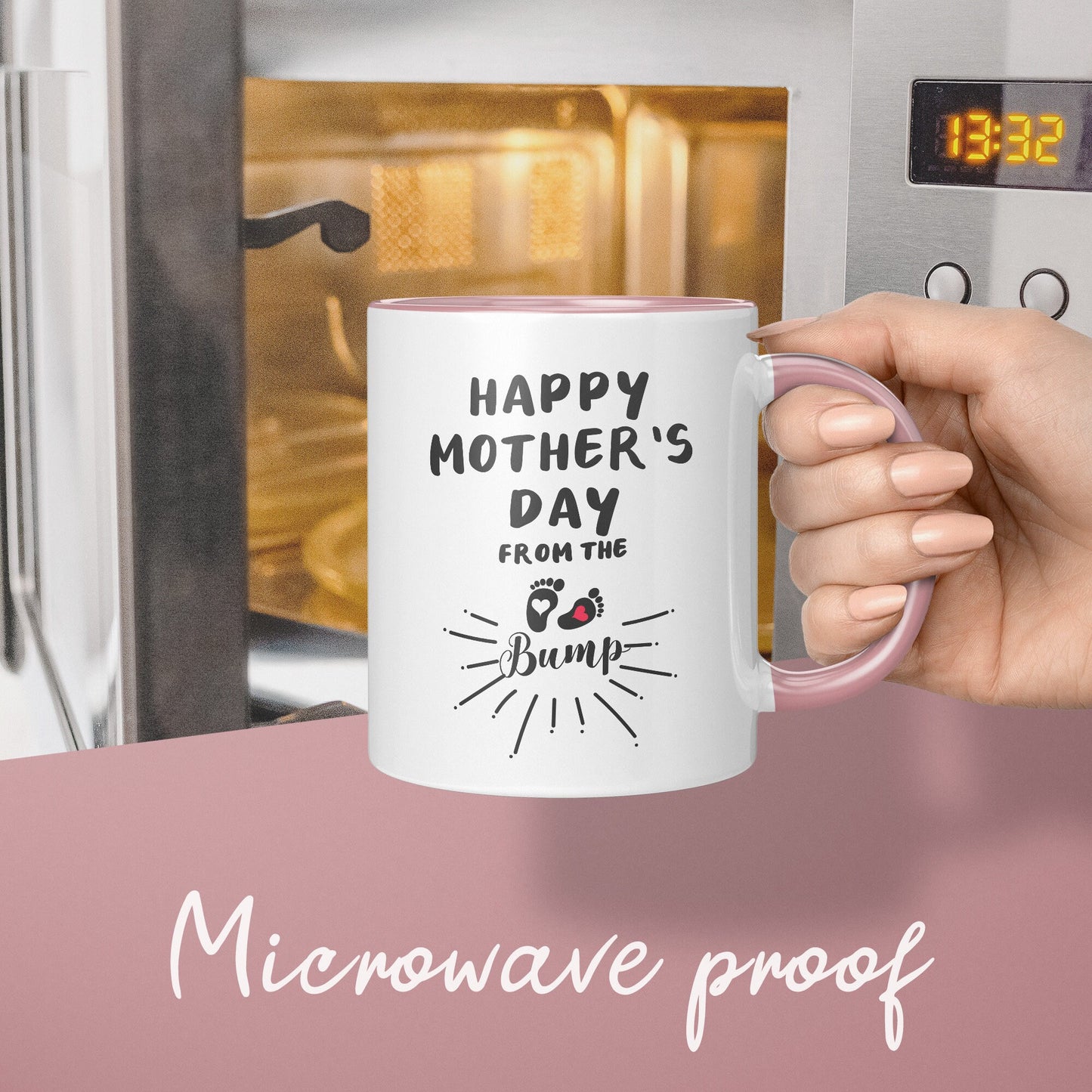 Mum To Be Mug Happy Mother's Day From The Bump Pink Mug White Mug Mum To Be