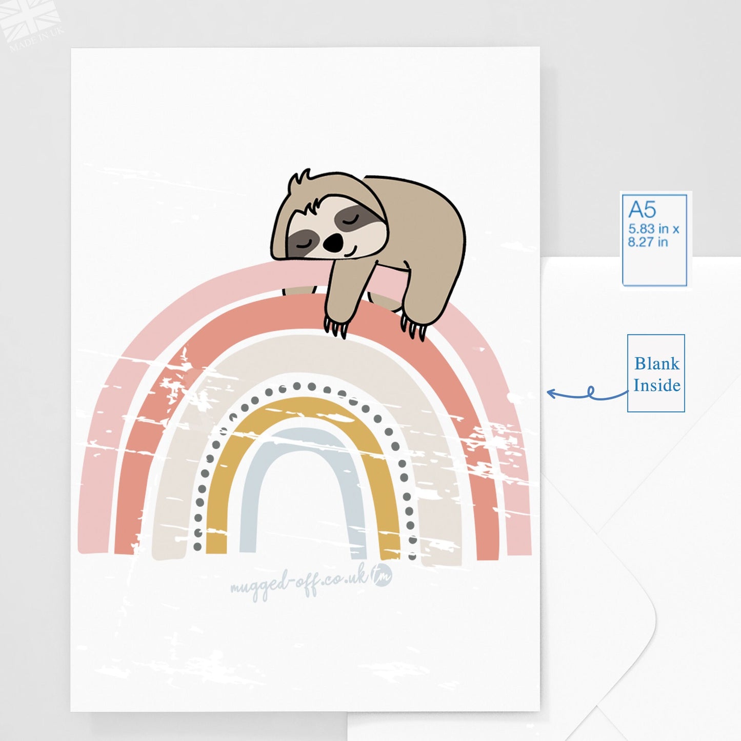 Thinking of you card - The perfect card to show someone you are thinking of them adorable sloth rainbow card