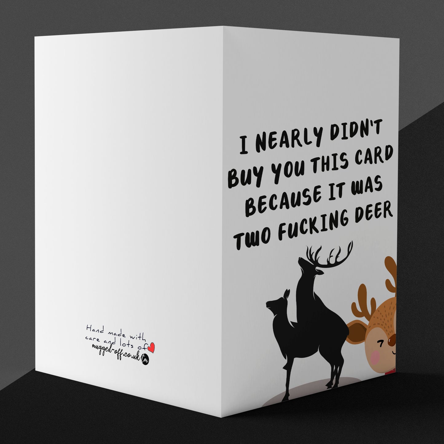 Funny and rude Christmas card, two deer card to say happy Christmas or for secret Santa