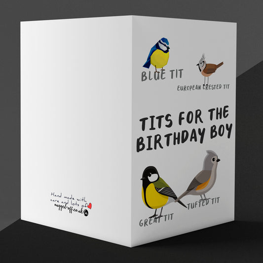 Funny rude tits for birthday boy card, cheap, funny card gift