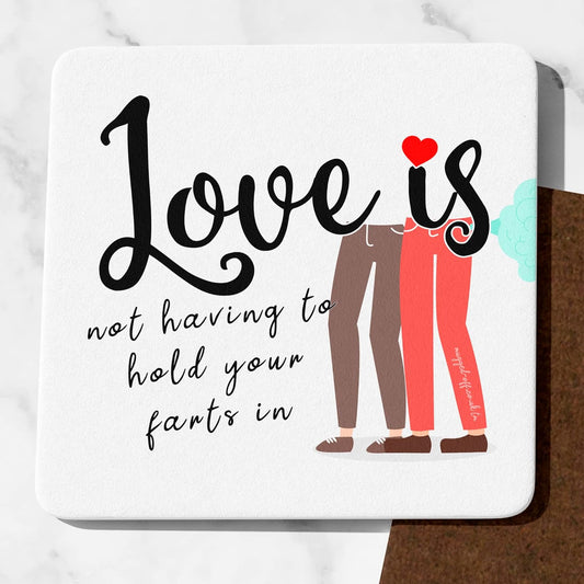 Love Is Coaster Valentines gifts for him her Anniversaries Anniversary or Birthdays Valentine's Day Annniversary for Boyfriend Girlfriend Birthday Christmas Funny Drinks Coaster