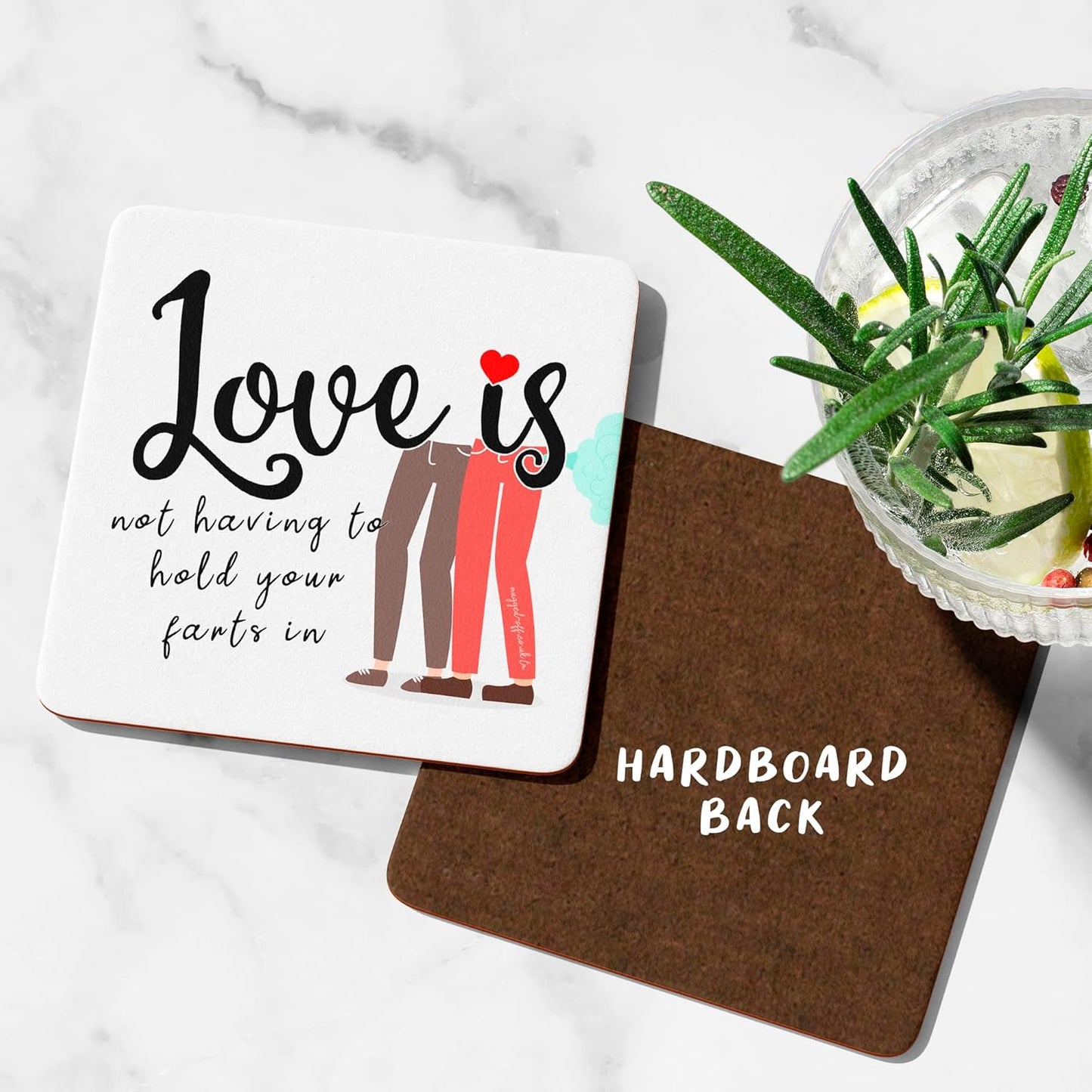 Love Is Coaster Valentines gifts for him her Anniversaries Anniversary or Birthdays Valentine's Day Annniversary for Boyfriend Girlfriend Birthday Christmas Funny Drinks Coaster