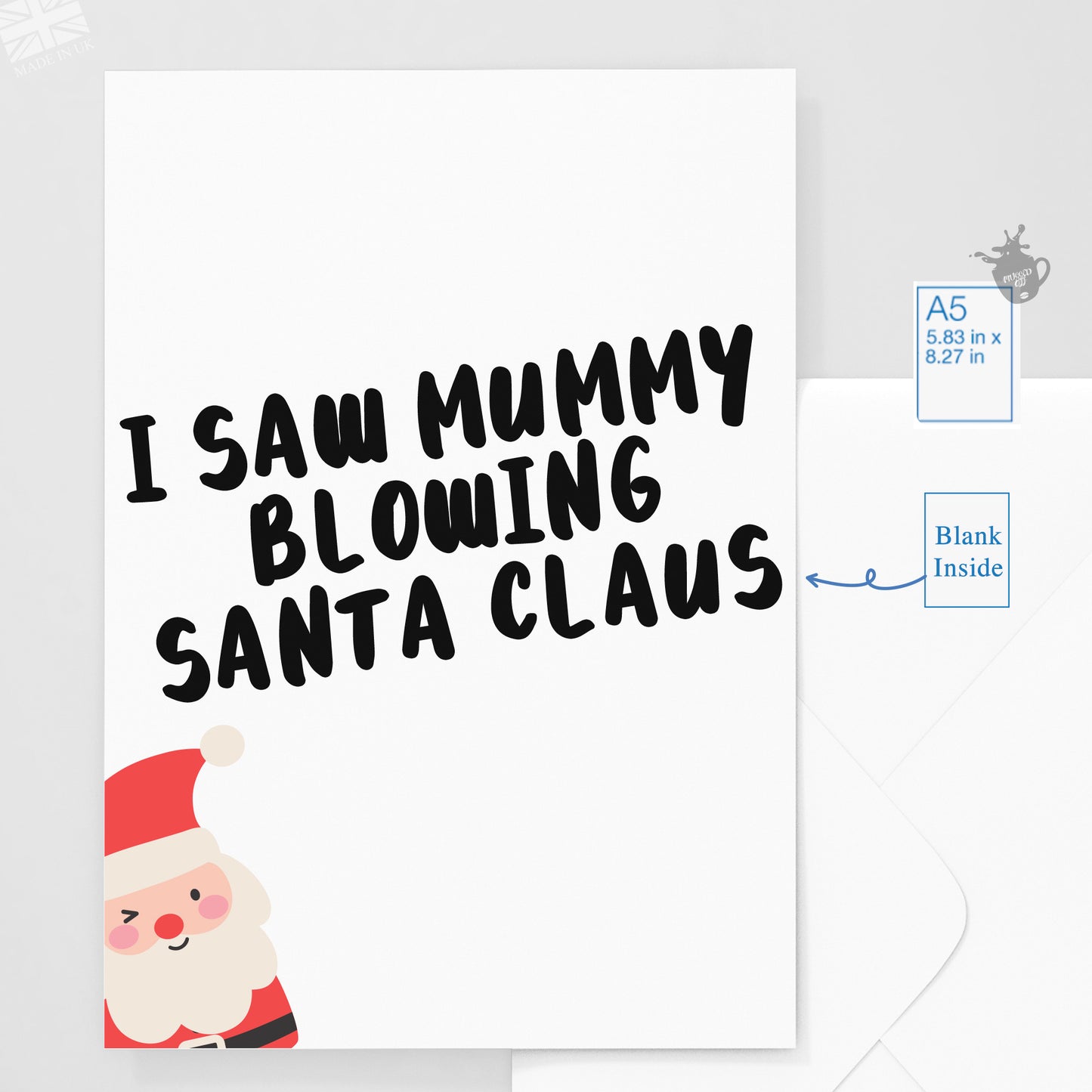 rude Santa Claus card for Christmas, secret Santa gift, funny and cheap