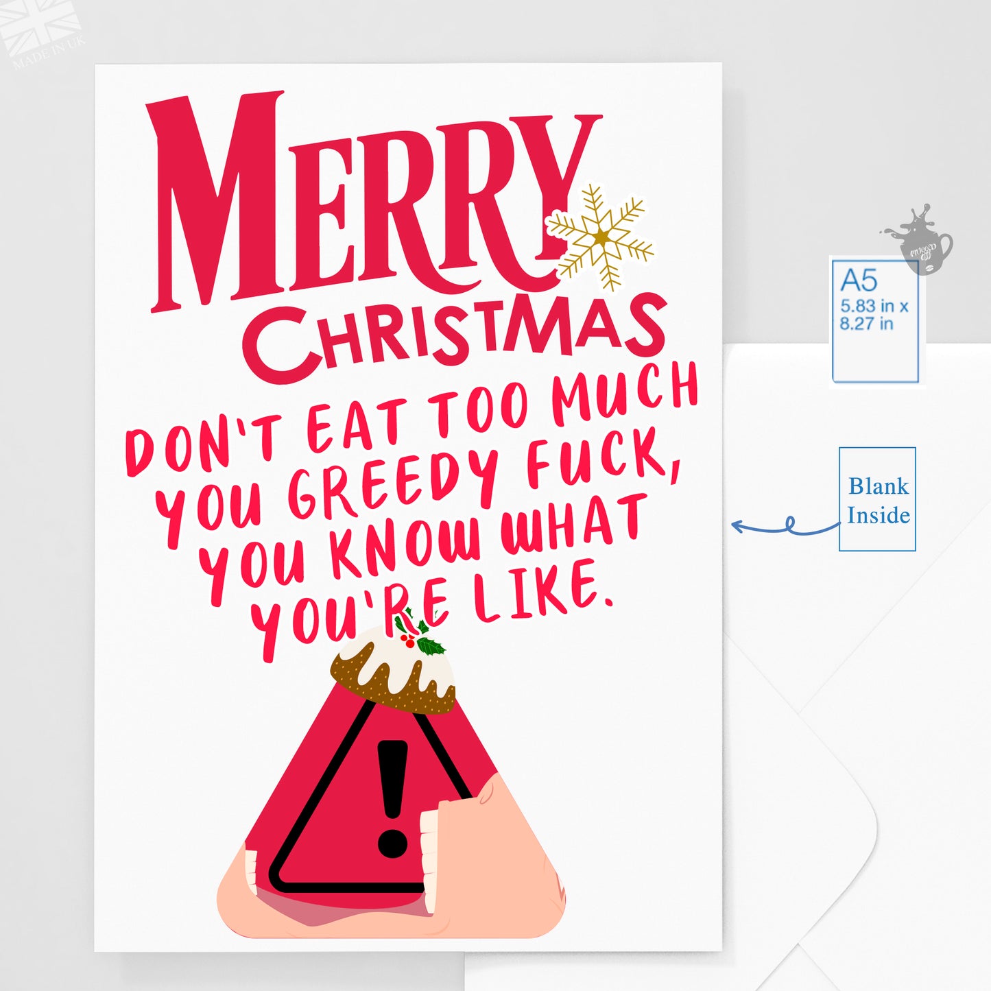 Merry Christmas greedy, funny rude card gift for secret Santa or cheap gift